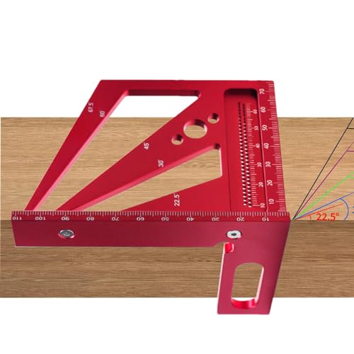 Generic 3D-Mehrwinkel-Messlineal, Holzbearbeitungslineal - Geschwindigkeitsquadrat aus Aluminiumlegierung - Layout-Werkzeug, 22,5–90 Grad Winkelmesser, Dreieckslineal für Ingenieure, Handwerker, von Generic