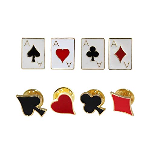 Generic 8 STÜCKE Kartenspielen Abzeichen Karte Kragen Pins Hearts Spaten Revers Pin Spielkarten Anzüge Emaille Revers Pin Set Spielkarte Schmuck von Generic