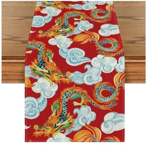 Generic Chinesischer Drache-tischläufer, Mond-neujahrs-tischläufer, Rote Tischdecke, Polyester, Asiatische Partydekorationen Für Frühlingsfest-tischdekoration Generic Chinesischer Drache-tischläufer, Mond-neujahrs-tischläufer, Rote Tischdecke, Polyester, Asiatische Partydekorationen Für Frühlingsfest-tischdekoration von Generic