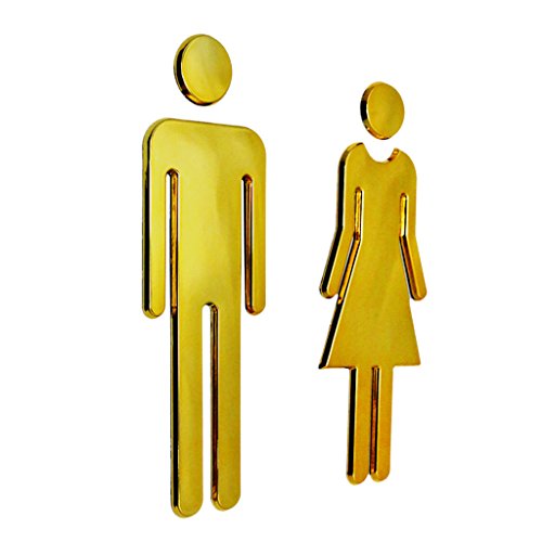 Generic Damen und Herren WC Schild Aufkleber Toilette Badezimmer Plakette - Gold von Generic