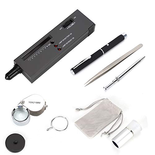 Generic Diamond Tester, Dimond Tester Edelstein - Diamond Taschenlampe Taschenlampe -Betrachter Pinzetten Vergrößerungs Diamantklauen Identifikationstool Set von Generic