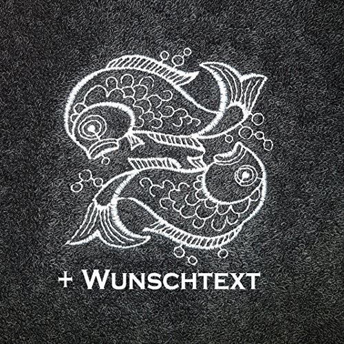 Generic Duschtuch, ca. 70x140 cm, schwere Qualität 550 g/qm mit Motiv Sternzeichen Fische + Wunschtext bestickt (perlmutt) von Generic