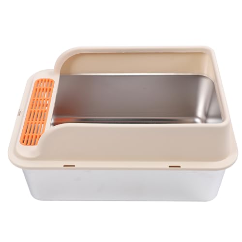 Generic Edelstahl Anti -Spritzkatze -Katzentoilette mit Pedalfilter und Große Kapazität Leicht zu Reinigende Geschlossene Müllblattschale für Innenkatzen 1 X Schaufel Enthalten (L) von Generic