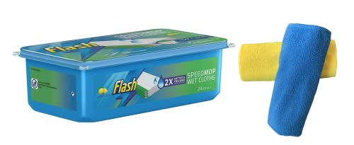 Generic Ersatz für Flash | 24 Pack Flash Speed Mop Hygiene-Wischmopp Nachfüller Feuchttücher Nachfüller Lemon Speed Simple | 5 Wischspitzen empfohlen von ST & JJ von Generic
