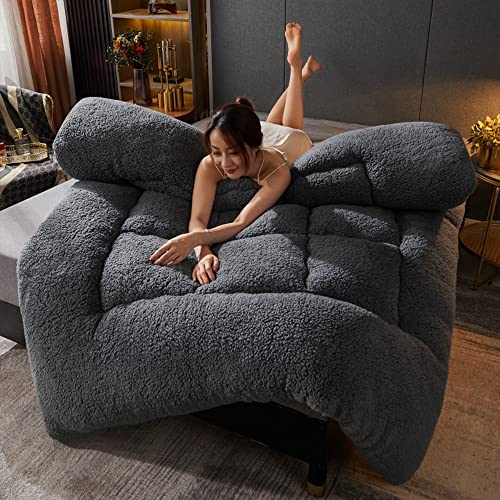 Generic Flauschige Futonmatratze Plüsch Faltbare Japanische Bodenmatratze Queen Tragbare Bettmatratze Topper Isomatte Tatami-Bodenmatte Mit Federgewebefaser Einzel Doppel,Grau,200x220cm 2.0kg von Generic