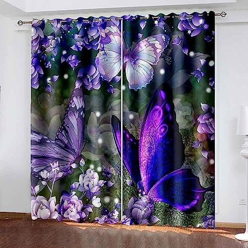 Generic Gardinen Abstrakter Schmetterling Wärmedämmvorhang Curtain Lichtdicht Für Wohnzimmer Schlafzimmer Kinderzimmer 3D Gedruckt Polyester Vorhänge Isolie von Generic