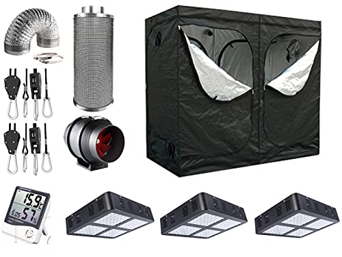 Growbox Komplettset 3 mal 600 W Vollspektrum LED 240x120x200 cm Lüfter 580 + AKF 850 m³/h(3 x 600 Watt LED) von Generic