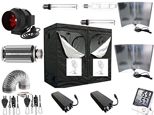 Growbox Komplettset Pro elektronisches VSG dimmbar NDL 240x120x200 cm AKF 935m³/h (2 x 660 Watt Adjustable Wing) von Generic