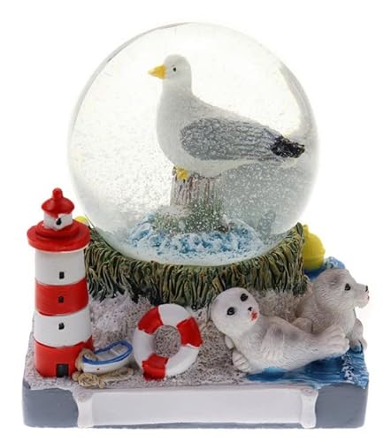 Generic Maritime Schneekugel Möwe Leuchtturm Seehund Strandkorb Souvenir Nordsee Ostsee von Generic