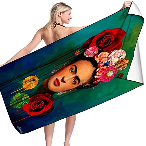 Generic Mikrofaser Strandtuch-Badetuch Groß 100x200cm Schnell Trocknendes,Sandfreies Handtuch,Perfekt Für Strand Schwimmen,Kahlo Saunatuch (3,80x160cm) von Generic