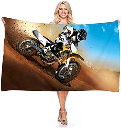 Motorrad Duschtuch Handtuch Strandtuch 70 X140cm,Mikrofaser HandtuchMotocross Motorcycles Badetuch Für Erwachsene Strandtuch (A8,70x150cm) von Generic
