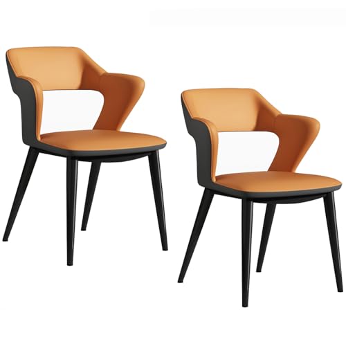 Generic Orangefarbene Esszimmerstühle, 2er-Set, Moderne Mid-Century-Stühle aus Kunstleder mit Stuhlbeinen aus Metall, Küchenbeistellstühle für Esszimmer, Restaurant, Wohnzimmer, Wartezimmer Generic Orangefarbene Esszimmerstühle, 2er-Set, Moderne Mid-Century-Stühle aus Kunstleder mit Stuhlbeinen aus Metall, Küchenbeistellstühle für Esszimmer, Restaurant, Wohnzimmer, Wartezimmer von Generic