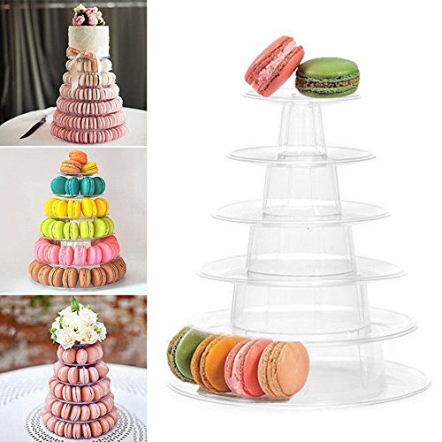 Generic PGK0 6 Etagen runder Turm, PVC-Kunststoff, transparent, für Kuchen, Cupcake-Ständer, Macaron-Desserts, Display-Rack für Babyparty, Geburtstagsparty, Hochzeitsdekoration von Generic