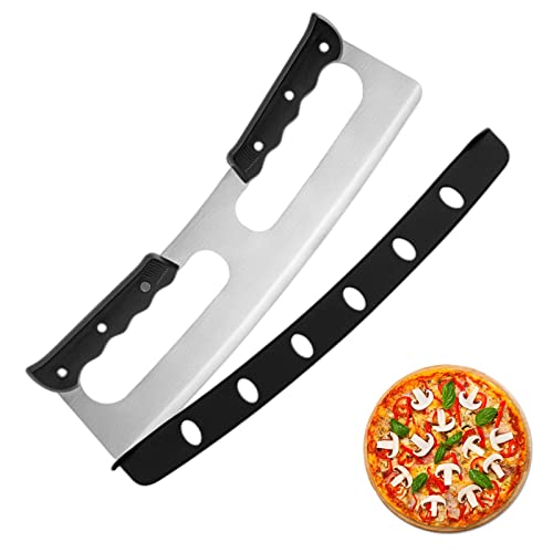 Generic Pizzaschneider - 35cm Großes Pizza Wiegemesser aus Edelstahl mit Kunststoff-Griff Profi Pizzamesser Pizzaroller Pizza Cutter für Pizza, Flammkuchen (1 Stück), H10043S von Generic