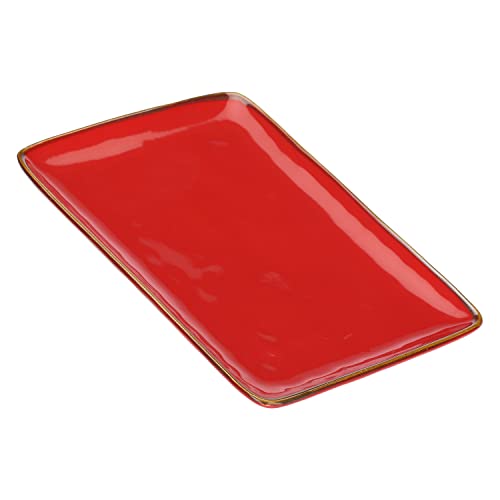 Generic Rechteckiger Teller Servierteller groß Platte Steingut 27x19cm Concerto Rot, FWR136002719 von Generic