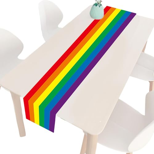 Generic Regenbogen-Tischläufer, Pride-Tischläufer - Progress Pride Tischdecke für Party,Pride-Tischläufer, Pride Day, 35,6 x 180 cm, Regenbogenstreifen, LGBT-Dekorationen und Zubehör für den von Generic