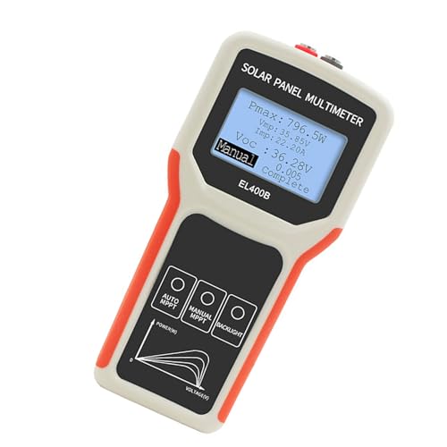 Generic Solar Panel Tester, Multimeter mit MPPT Tester LCD Digital Display Backlight Screen Handheld Tragbares Photovoltaik -Netzteil Multimeter Solar -Leistungsmesser für PV (EL400B) von Generic