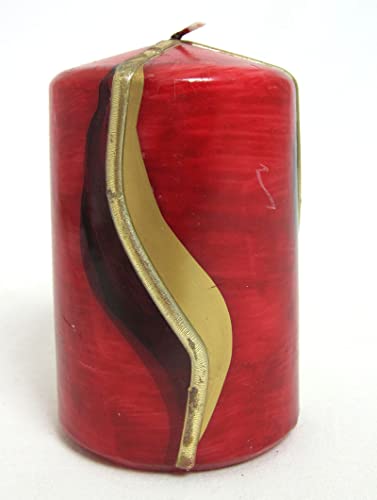 Generic Stumpenkerze Welle Rot-Bordeaux-Gold ca.11x7cm H/B II. Wahl von Generic