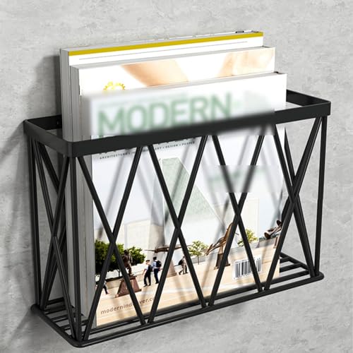 Generic Wall Mounted Magazine Rack-Wand Zeitungsständer Hängend Magazinhalter Zeitung Speicher-Organisator Metalldraht-Dateien Regal Dekoration Schwarz (Size : 35 * 9 * 18cm), JVVVHQQWU-35*9*18CM von Generic