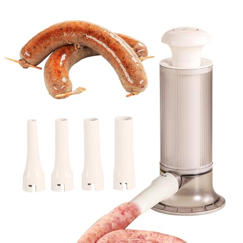 Generische manuelle Wurstfüllmaschine – Manueller Wurstfüller mit Röhrchen – Fleischwolf mit 4 Rohranschlüssen | Wurstpressen | Wurstpresswerkzeug von Generic