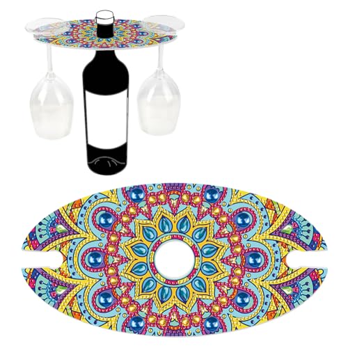 Generisches Acryl-Spezialform-Mandala-Muster 5D DIY Art Weinflaschenhalter Diamantmalerei Weinglas Lagerhalter für Küchenschrank von Generic