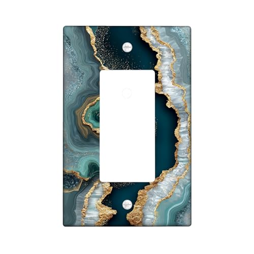 Geode inspirierte Lichtschalter-Abdeckplatten Steckdosenabdeckungen Blaugrün und Gold Stein-Design für elegante Wanddekoration, Thermoplastische Wandpaneele, Standardgröße Einzelwippe Geode inspirierte Lichtschalter-Abdeckplatten Steckdosenabdeckungen Blaugrün und Gold Stein-Design für elegante Wanddekoration, Thermoplastische Wandpaneele, Standardgröße Einzelwippe von Generic