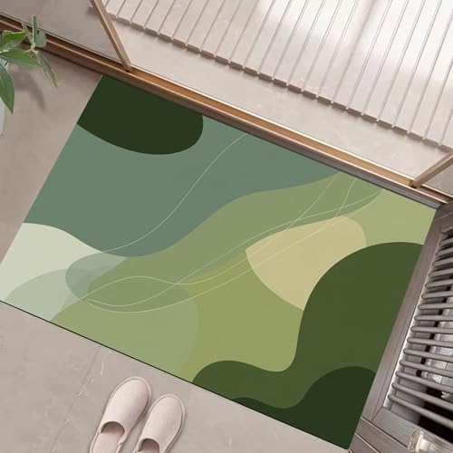 Geometrie Schmutzfangmatte Innen 50 X 80 cm, Einfach Abstrakt Fußmatte Innen, rutschfeste Fußmatte Waschbar, Eingangsteppich, Sauberlaufmatte Saugstarke, Türmatte Eingang (Olivgrün) von Generic