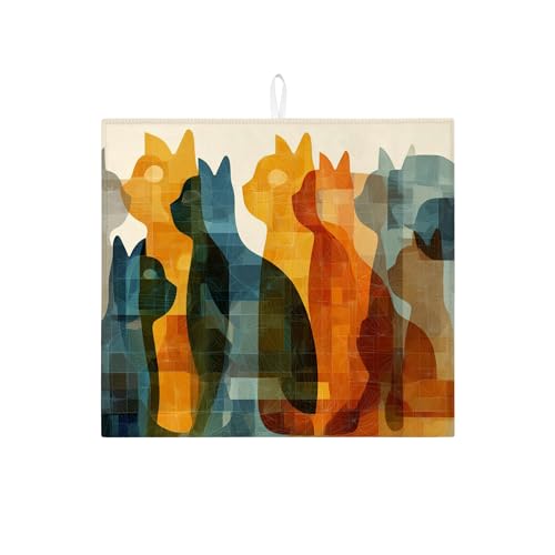 Geometrische Katzen-Abtropfmatten für Küchentheke, modernes buntes Katzenmuster, saugfähiges Abtropfgestell, Mikrofaser, Abtropfmatte für Küchentheke, Heimdekoration, 40,6 x 45,7 cm Geometrische Katzen-Abtropfmatten für Küchentheke, modernes buntes Katzenmuster, saugfähiges Abtropfgestell, Mikrofaser, Abtropfmatte für Küchentheke, Heimdekoration, 40,6 x 45,7 cm von Generic