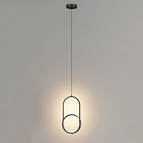 Geometrische Pendelleuchte mit langem Ring, lineare Hängelampe aus Metall mit Silikonschirm, Moderne LED – 18 W, Nachttischlampen, nordische einfache Hängeleuchten für Kinderzimmer von Generic