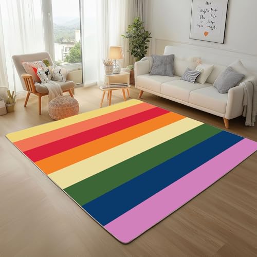 Geometrische Streifen Bunt Teppich Wohnzimmer 200x300cm Rugs for Living Room, Kurzflor Waschbar Teppisch Mittelalterliche Streifen Wohnzimmerteppich rutschfest für Schlafzimmer Kunstwolle Carpet Geometrische Streifen Bunt Teppich Wohnzimmer 200x300cm Rugs for Living Room, Kurzflor Waschbar Teppisch Mittelalterliche Streifen Wohnzimmerteppich rutschfest für Schlafzimmer Kunstwolle Carpet von Generic