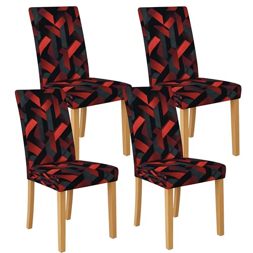 Geometrische Stuhlhussen für Esszimmerstühle, dehnbar und waschbar, Spandex-Sitzschoner, moderne dekorative Schonbezüge für Zuhause, Küche, 4 Stück Geometrische Stuhlhussen für Esszimmerstühle, dehnbar und waschbar, Spandex-Sitzschoner, moderne dekorative Schonbezüge für Zuhause, Küche, 4 Stück von Generic