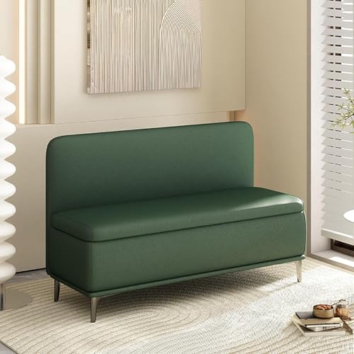 Gepolsterte Ablagebank Mit Rückenlehne, Wickelhocker Am Eingang, Wohnzimmer-sofabank Mit Schwammfüllung, Aus Massivholzrahmen, Sui Für Einkaufszentren, Wohnzimmer, Dark Green, 80 * 45 * 42cm von Generic