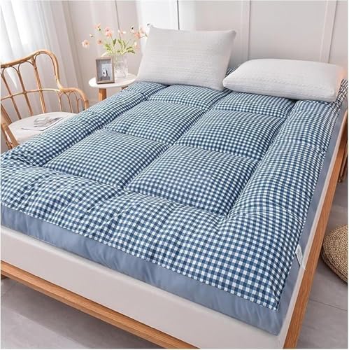 Gepolsterte Japanische Futon-Matratze,Gesteppte Bett Matratzenauflage Extra Dicke Faltbare Isomatte Atmungsaktive Gästebett Camping Matratze(Blue,King(180 * 200cm)) von Generic