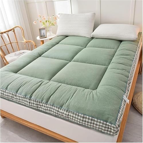 Gepolsterte Japanische Futon-Matratze,Gesteppte Bett Matratzenauflage Extra Dicke Faltbare Isomatte Atmungsaktive Gästebett Camping Matratze(Green,Queen(150 * 200cm)) von Generic