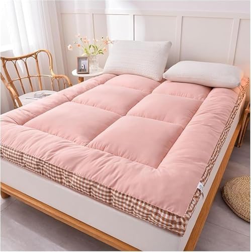 Gepolsterte Japanische Futon-Matratze,Gesteppte Bett Matratzenauflage Extra Dicke Faltbare Isomatte Atmungsaktive Gästebett Camping Matratze(Pink,Full(120 * 200cm)) von Generic