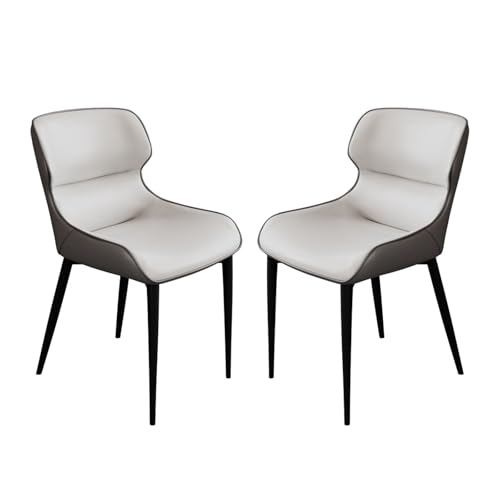 Gepolsterte Küchenstühle 2er Set, Moderne Gästestühle aus Leder mit Beinen aus Kohlenstoffstahl, Stilvoll und Schlicht für Küche, Büro, Wohnzimmer(Gray,Small) von Generic