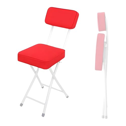 Gepolsterter FrüHstücksstuhl 48 cm, Rot Klappbarer Barhocker Tragbarer mit Rückenlehne von Generic