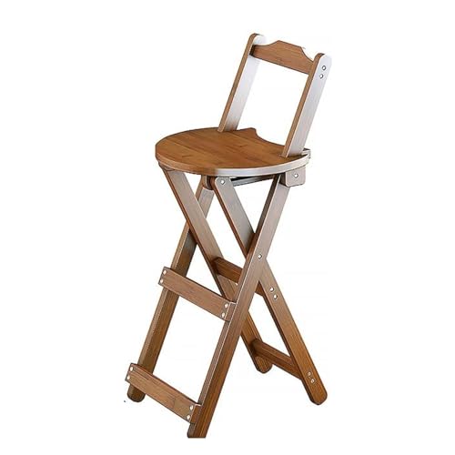 Gepolsterter Frühstücksstuhl mit Rückenlehne, Hocker Klappbar Tragbarer, Tresenhocker Holz, Barhocker Klappbar für Küche Tresen Camping(Walnut,62cm/24in) von Generic