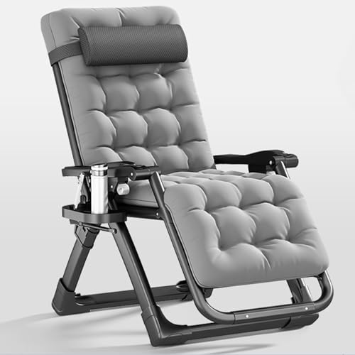 Gepolsterter Loungesessel - verstellbare Terrassenstühle - mit Getränkehalter verstellbare Kopfstütze für Patio Pool Deck Camping Support von Generic