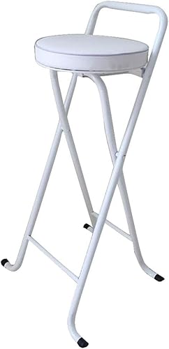 Gepolsterter Runder Klapphocker Weißer Klappbarer Hochstuhl Frühstücksbarhocker Möbel Kompakter Hochstuhl Sitzhöhe, White, 65cm Gepolsterter Runder Klapphocker Weißer Klappbarer Hochstuhl Frühstücksbarhocker Möbel Kompakter Hochstuhl Sitzhöhe, White, 65cm von Generic