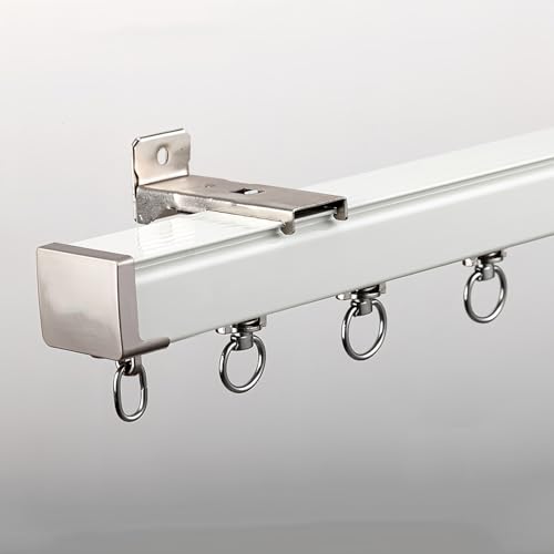 Gerades Vorhangschienensystem 1-5m Deckenvorhangschiene Gardinenschiene Decken- Oder Wandmontage, Set Für Zuhause Und Büro(White,7.5FT/230CM) von Generic