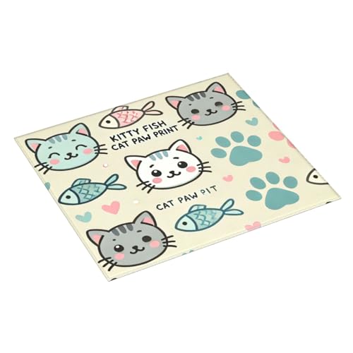 Geschirrabtropfmatte Katzenfisch-Symbole Katzengesichter Geschirrunterlage Für Küche Maschinenwaschbar Tisch-Zubehör Abtropfmatte Für Geschirr, Für Arbeitsplatte, Besteck, Weingläser, 46x61cm von Generic