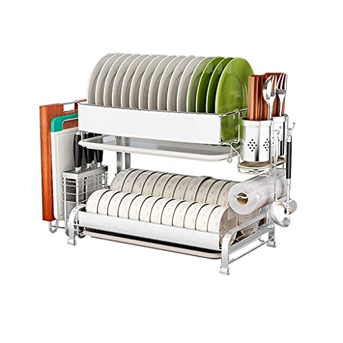 Geschirrständer, 2-Lagiges Abtropfgestell Aus Edelsta304 In Der Küche Mit Abtropfschale, Abtropfgestell Mit Tablettdeckständer, Abtropfgestell Geschirrabtropfgestell/54 cm Geschirrständer, 2-Lagiges Abtropfgestell Aus Edelsta304 In Der Küche Mit Abtropfschale, Abtropfgestell Mit Tablettdeckständer, Abtropfgestell Geschirrabtropfgestell/54 cm von Generic