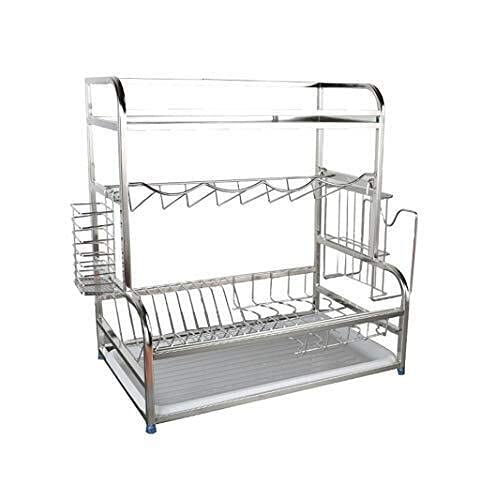 Geschirrständer, Töpferkorb Mit Abtropfschale, 3-Lagiges Küchenregal, Edelstahl-Abtropfgestell/Abtropfgestell Mit Tablettdeckständer/Geschirrständer/Gewürzflaschenständer Geschirrständer, Töpferkorb Mit Abtropfschale, 3-Lagiges Küchenregal, Edelstahl-Abtropfgestell/Abtropfgestell Mit Tablettdeckständer/Geschirrständer/Gewürzflaschenständer von Generic