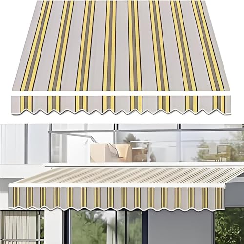Gestreifter Einziehbare Markise Stoffersatz, Wasserabweisend Sonnenschutz Markisenbespannung aus Polyester für Terrasse Balkon Fenster Patio Geschäf Hof(23x13ft/700x400cm) von Generic