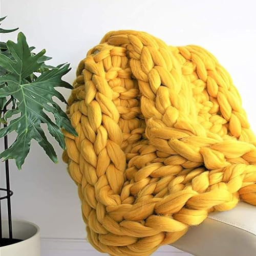 Gestrickte Decke, Handgemachte Grob Gestrickte Wolldecke, Grob Gestrickte Kuscheldecke, Werfen Mode Sofa Decken, Yogamatte, Teppich, Groß, Weich, Beige, 80 * 80cm von Generic