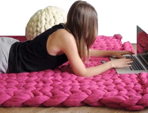 Gestrickte Decke, Handgemachte Grob Gestrickte Wolldecke, Grob Gestrickte Kuscheldecke, Werfen Mode Sofa Decken, Yogamatte, Teppich, Groß, Weich, Blush Pink, 50 * 50cm Gestrickte Decke, Handgemachte Grob Gestrickte Wolldecke, Grob Gestrickte Kuscheldecke, Werfen Mode Sofa Decken, Yogamatte, Teppich, Groß, Weich, Blush Pink, 50 * 50cm von Generic