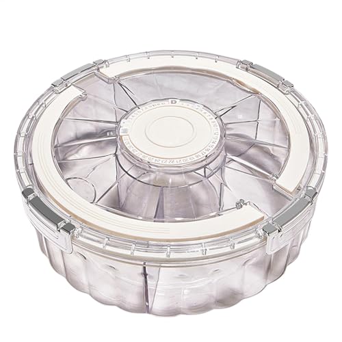 Geteilte Snackbox – Runder Snackbehälter, Snackbox-Behälter, Transparente Snackbox | Aufbewahrungsbehälter Für Snackplatten, Geteiltes Serviertablett Mit Deckel, Lebensmittel-Organizer Und Aufbewahrun von Generic