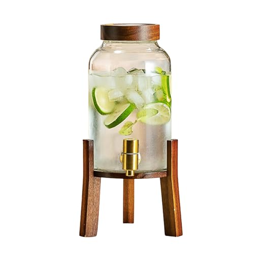 Getränkespender aus Glas mit Ständer Großer Wasserspender aus Glas mit Zapfhahn Einfache Durchflussregulierung Für Picknicks, Grillabende, Limonade und Eiskaffee,5L von Generic