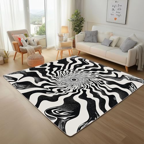 Gewellte Geometrie Streifen Teppich Läufer 60x110cm – Schwarz Weiße Streifen Kurzflor Waschbar Teppich, Pflegeleicht, Extra Weich – Für Flur, Küche, Schlafzimmer Teppiche Gewellte Geometrie Streifen Teppich Läufer 60x110cm – Schwarz Weiße Streifen Kurzflor Waschbar Teppich, Pflegeleicht, Extra Weich – Für Flur, Küche, Schlafzimmer Teppiche von Generic